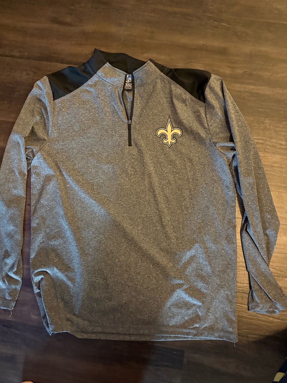 NFL Gray & Black Quarter-Zip Pullover with Gold Fleur-de-lis